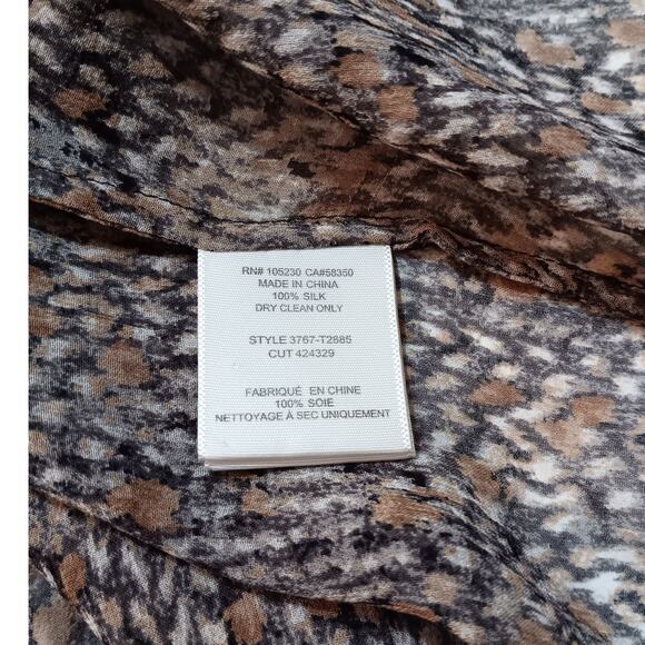 JOIE 100% Silk Blouse Top XS Sheer Snakeprint Tassels Tucks Dressy Career Layers - Picture 5 of 8